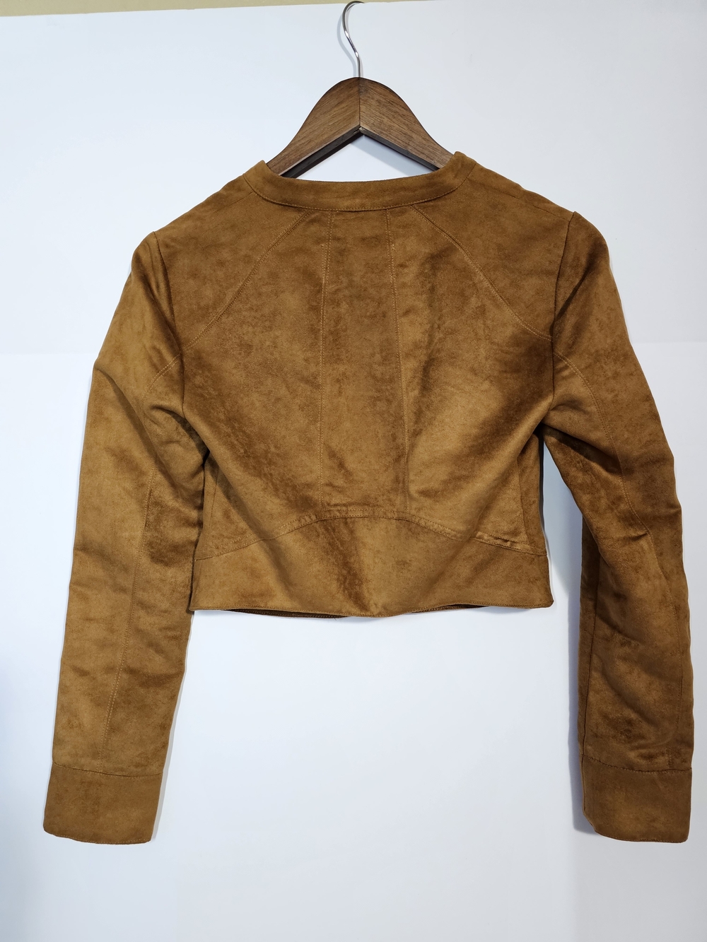 BCBGeneration Cropped Faux Suede Jacket - Caramel Brown - Picture 2 of 6